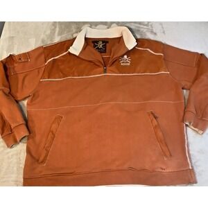 Coogi Sweater Mens 5XL XXXXXL Orange 1/4 Zip Sweatshirt Pullover Pockets Y2K